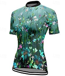 abordables -Femmes Maillot de cyclisme Fleur Manche Courte Cyclisme T-shirt Maillot avec 3 poches arrière VTT Vélo tout terrain Séchage Rapide Design Anatomique Évacuation de l'Humidité Respirant Des sports Rose