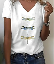 economico -Blusa da donna Pasqua Animale Lettera Casual Maniche Corte Collo a V Tops Regolari Daily Uscita Mare Stampa Bianca Estate
