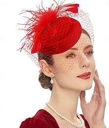 abordables -Vestimenta de Cabeza Pluma Boda Cumpleaños Fiesta de Noche Fiesta de Té Carrera de caballos Elegante Vintage Estilo lindo Con Pluma Flor Celada Sombreros
