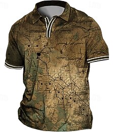 preiswerte -Herren Übergröße Poloshirt Groß und hoch Karte Umlegekragen Bedruckt Kurzarm Frühling Sommer Sport Modisch Strassenmode Designer Outdoor Strasse Oberteile