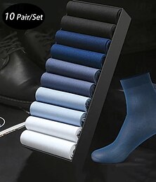 abordables -Hombre 10 pares Paquetes múltiples Calcetín Calcetas Calcetines para correr Calcetines informales Azul Piscina Color Color sólido/liso Vacaciones Deporte Diario Básico Medio Primavera Otoño Moda