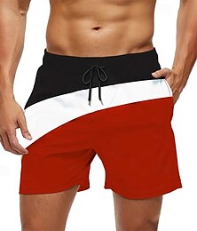baratos -Homens Calção Justo de Natação Shorts de Natação Bermuda de Surf Calças Com Cordão Com bolsos Natação Surfe Praia Esportes Aquáticos Retalhos Verão Primavera