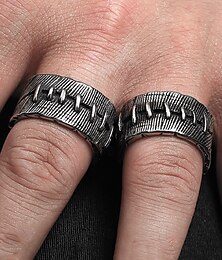 preiswerte -Herren-Gothic-Punk-Nähring - Vintage-Silberring für Biker-, Rock- und Halloween-Mode