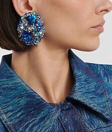 abordables -Femme Boucles d'oreille Clou Géométrique Précieux Gros Fantaisie Doux Imitation de diamant Des boucles d'oreilles Bijoux Rose / Bleu Pour Mariage Soirée 1 paire