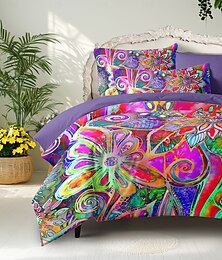levne -Bohemian Duvet Cover Set 100% Cotton Soft and Breathable Bedding Featuring Colorful Flowers Lightweight and Durable Quilt Cover Comfortable All Seasons Easy to Care