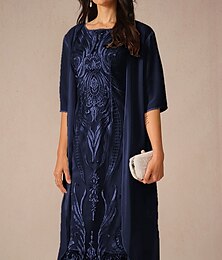 economico -Per donna Top in chiffon Tinta unica Elegante Mezza Manica Asimmetrico Top lunghi Blu marino Estate Primavera