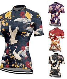 abordables -Femmes Maillot de cyclisme Animal Fleur Manche Courte Cyclisme T-shirt Maillot avec 3 poches arrière VTT Vélo tout terrain Séchage Rapide Design Anatomique Évacuation de l'Humidité Respirant Des