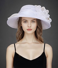 abordables -Chapeaux en polyester et organza chapeau de soleil de mariage casual fête du thé course de chevaux élégante protection solaire vintage avec ornement floral