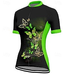 abordables -Femmes Maillot de cyclisme Papillon Manche Courte Cyclisme T-shirt Maillot avec 3 poches arrière VTT Vélo tout terrain Séchage Rapide Design Anatomique Évacuation de l'Humidité Respirant Des sports