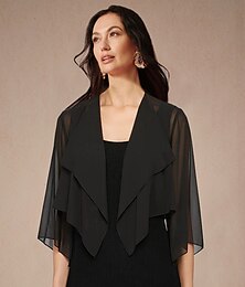 economico -Per donna Top fluidi Top in chiffon Tinta unica Elegante Manica 3/4 Asimmetrico Top corti Ospite di nozze Nero Estate Primavera Autunno