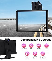 economico -Schermo portatile 4k per auto 9 pollici hd touch screen wireless car play con telecamera di backup controllo vocale fm wifimirror link per apple carplay/android auto
