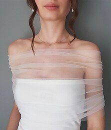 abordables -Châle en tulle amovible, 130 cm/51 manches en tulle blanc pour mariée, robe à manches bouffantes transparentes en dentelle, capes transparentes, accessoire de couverture pour mariage, costume, soirée