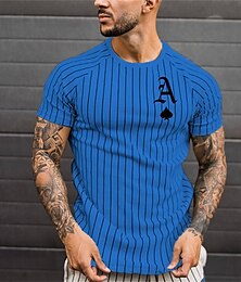 お買い得  -男性用 夏のトップス ジムシャツ フィットネスシャツ クルーネック 半袖 カジュアル／普段着 ジム用 速乾性 高いストレッチ性 吸汗性 パッチワーク ストライプ ホワイト ルビーレッド 熱間鍛造 アクティブウェア ポリエステル