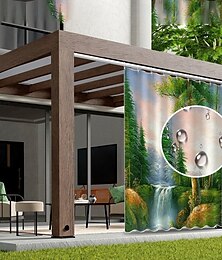 billige -Vanntett utendørs gardin personvern glidende terrasse gardin draperier pergola gardiner øye 3D skog landskap lysthus balkong veranda fest 1 panel
