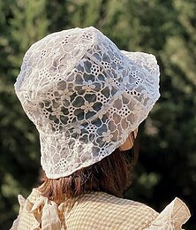 levne -dámský krajkový klobouk – elegantní květinový klobouk proti slunci ze síťoviny, prodyšná vintage kšiltovka se širokou krempou na léto, na pláž, na dovolenou i do přírody