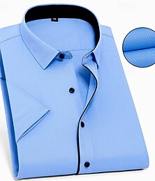billiga -Herr Skjorta Icke-järnskjorta Slät Bröllop Utomhus Svart Vit Blå Himmelsblå Kortärmad Spread-krage Sommar Vår Kläder