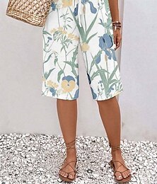 economico -Per donna Chinos Shorts Moda Streetwear Casual Lunghezza al ginocchio Vita Alta Floreale Coulisse Comodo Morbido Confortevole Micro-elastico All'aperto Vacanza Streetwear Verde mela Blu reale Blu
