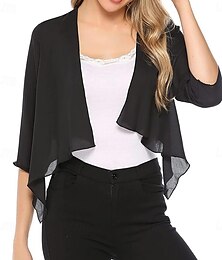 abordables -Écharpe Femme Élégant Sans manches Chiffon Boléros de Mariage Avec Couleur unie Pour Soirée Printemps & Été