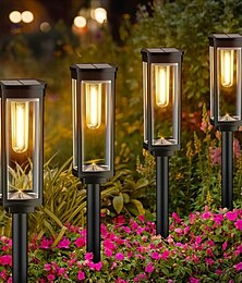 abordables -Luces solares para caminos al aire libre, luces solares para jardín, impermeables IP65, con encendido y apagado automático para césped, patio, pasarela, entrada, decoración, iluminación paisajística.