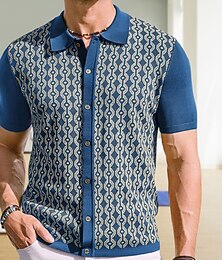 olcso -Retró 1970-es évek Pulóver Ing Kardigán Hippi Horgolás Gomb le Jelmez Férfi Álarcos mulatság Vakáció Hétköznapi Pride Parade Felnőttek Felső Tavaszi nyár