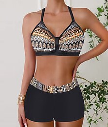 abordables -Femmes Maillots de Bain Bikini 2 pièces Monokini Coquin Maillot de bain Tricoté Vacances Tropical Bloc de Couleur Rayure Plonger Sans manches Maillots de bain