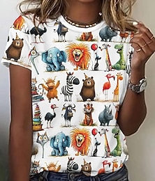 preiswerte -Damen T Shirt Sommeroberteile Druck Grafik Tiermotiv Klassisch Lässig Kurzarm Rundhalsausschnitt Crop Tops Täglich Wochenende Regenbogen Sommer Frühling Herbst