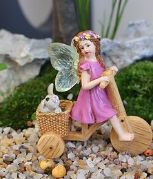 お買い得  -クリエイティブな樹脂製オーナメント、自転車の花の妖精の樹脂製オーナメント、ミニチュアの眠っている妖精の像、眠っている花の妖精の屋外の庭、妖精の庭のアクセサリー、盆栽 &芝生の装飾
