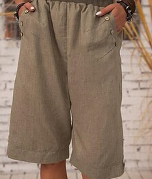 economico -Per donna Pantaloncini in cotone e lino Shorts Pantaloni Eleganti Streetwear Casual Corto Naturale Semplice Tasca Traspirabilità Morbido Micro-elastico All'aperto Abbigliamento quotidiano blu navy