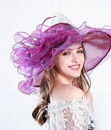 levne -Klobouky Organza Formální Plážové Elegantní S Mašle Přílba Pokrývky Hlavy