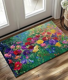 abordables -Felpudo de girasoles pintura al óleo mat de cocina mat de piso felpa anti-deslizante alfombra a prueba de aceite mat interior exterior decoración dormitorio mat de baño alfombra de entrada primavera