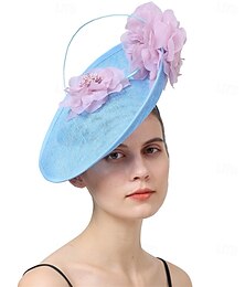 economico -Copricapo Stoffa Fedora Cappello Matrimonio Compleanno Festa del Tè Corsa dei Cavalli Elegante Vintage Carino Con Piuma Decorazione Floreale Copricapo