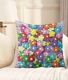 abordables -Coussins décoratifs fleurs couverture 1PC printemps été doux carré housse de coussin canapé taie d'oreiller pour chambre salon canapé chaise