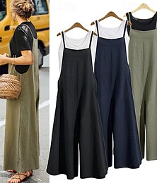 economico -Per donna Normale Tuta Streetwear Tinta unica Senza maniche Squadrata Schiena scoperta Strada Giornaliero Standard Nero Bianco Verde militare Estate