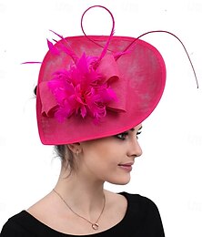 abordables -Tocados Plumas Sinamay Boda Fiesta de Noche Elegante Boda Con Pluma Celada Sombreros