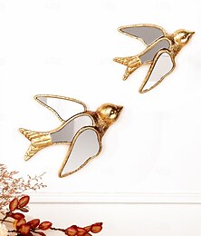abordables -Sculpture murale en résine dorée représentant une hirondelle – Figurine décorative d'oiseau de 5,7 à 7 pouces avec incrustation de miroir, décoration d'intérieur créative pour les amoureux des