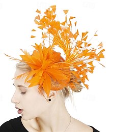 economico -Copricapo Piume Sinamay Matrimonio Festa serale Elegante Matrimonio Con Piuma Copricapo Copricapo