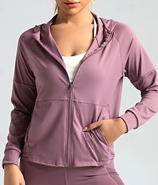 abordables -Mujer Camiseta Running Cremallera Bolsillo Manga Larga Sudadera Casual Ropa Deportiva Transpirable Secado rápido Entrenamiento de gimnasio Corriendo Paseo Ropa de deporte Ropa de Deporte Color sólido