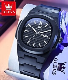 abordables -Relojes Casuales Simples Impermeables para Hombre y Mujer OLEVS Marca 5627 Reloj de Cuarzo con Diseño de Barril de Vino y Hilo de Loro