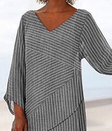economico -Per donna Blusa Grafico A righe Elegante Spiaggia Manica 3/4 Scollo a V Top Regolari Quotidiano Stampato Rosa Blu Grigio Primavera Autunno