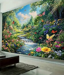billige -plante blomster og sommerfugllandskap billedvev veggkunst stor billedvev veggmaleri dekor fotografi bakteppe teppe gardin hjem soverom stue dekorasjon
