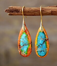abordables -Femmes Boucles d'oreilles Poire Goutte Élégant Des boucles d'oreilles Bijoux Brun claire / Jaune / Bleu Pour Mariage Soirée 1 Paire