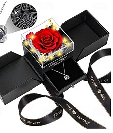 economico -rosa rossa conservata vera con cuore ti amo collana -fiori eterni regali di compleanno per le donne sua mamma moglie fidanzata nonna per San Valentino festa della mamma natale anniversario romantico