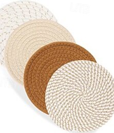 economico -4 tovagliette in corda di cotone intrecciata – tovagliette moderne resistenti al calore, sottobicchieri fatti a mano, tovagliette in terracotta, protezione per tavolo da pranzo, casa semplice