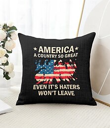 baratos -Capa de Almofada Decorativa Americana 1PC Dia da Independência Capa de Almofada Quadrada Macia para Sofá Capa de Almofada para Quarto Sala de Estar Sofá Cadeira Presente para Veterano