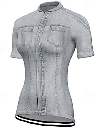 abordables -Mujer Maillot de Ciclismo Manga Corta Bicicleta Camiseta Maillot con 3 bolsillos traseros MTB Bicicleta Montaña Transpirable Secado rápido Diseño Anatómico Capilaridad Azul Gris Graphic Deportes Ropa