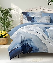 economico -Copertura per piumone in stampa marmo set di biancheria da letto singolo copripiumino morbido e leggero con 2 federe per estate e primavera
