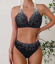 olcso -Női Fürdőruha Bikini Tankini 2 darab Merész Fürdőruha Mély-V Push up Kötött Szabadság Tropikus Virágos Színes Merüljön el Ujjatlan Fürdőruhák
