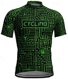 abordables -Homme Maillot de cyclisme Géométrique Manche Courte Cyclisme T-shirt Maillot avec 3 poches arrière VTT Vélo tout terrain Séchage Rapide Design Anatomique Évacuation de l'Humidité Respirant Des sports