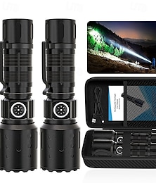 economico -Torce ricaricabili ad alta luminosità, 1500 m di gittata, LED super luminosi, piccola e potente torcia tattica con funzione di memoria, 6 modalità, tascabile, impermeabile, per campeggio