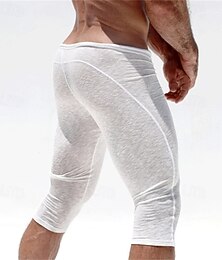 billiga -Herr 1 st Underkläder Kalsong Snörning Polyester Andningsfunktion Mjuk Bekväm Slät Mellanhög midja Vit